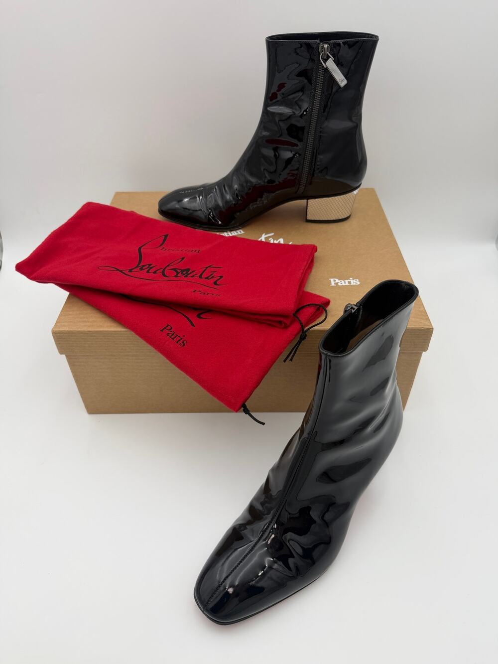 Christian Louboutin Palace Boot Donna Black Patent Leather Size 38 / 8 Disco